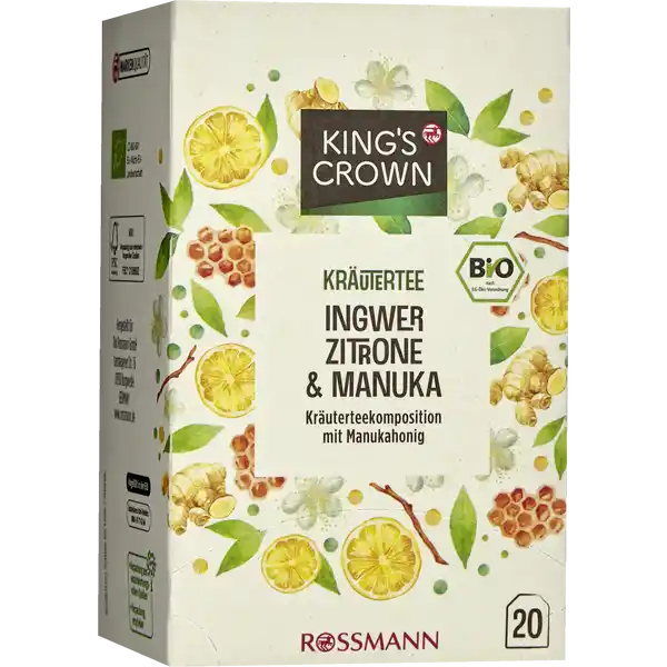 Organic herbal tea ginger, lemon & manuka - 20 pc