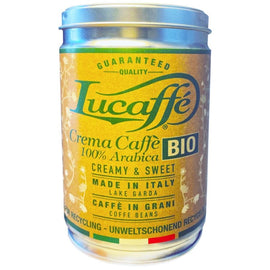 LUCAFFEE  TIN -CAFFE' BIO COFFEE BEANS -250 GR