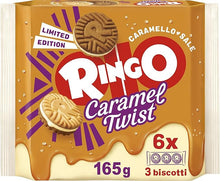 Load image into Gallery viewer, Pavesi Ringo Caramel Twist, Biscuits Filled with Cream with Salted Caramel Flavor, 165g