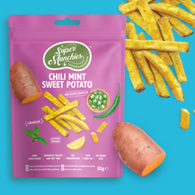 Load image into Gallery viewer, SUPER MUNCHIES - CHILLI MINT SWEET POTATO CHIPS - 30G
