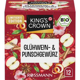 KING'S CROWN Organic mulled wine & punch spice mix (12 bags)