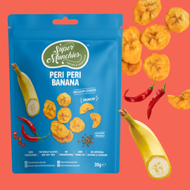 SUPER MUNCHIES - PERI PERI BANANA CHIPS - 30G