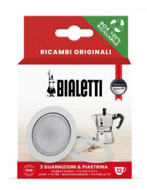 BIALETTI - Caffettiera Moka - Accessori - 1 Piastrina da 12 tz + 3 Guarnizioni