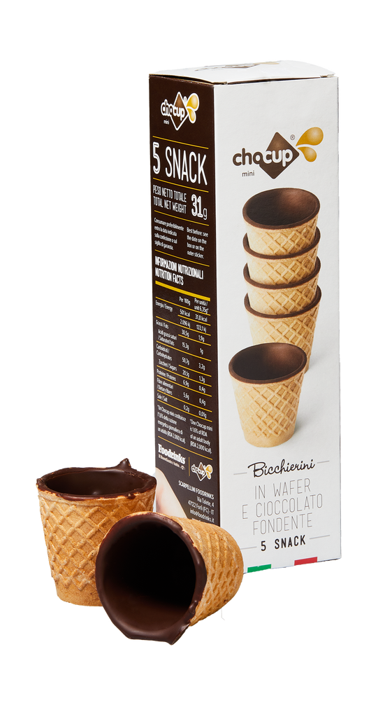FOODRINKS - BISCOTTI - Chocup mini cc30 - Conf. 20 - ბელგიური შოკოლადით ამოვლებული ვაფლის ჭიქები 30 მგ. - 20 ც.